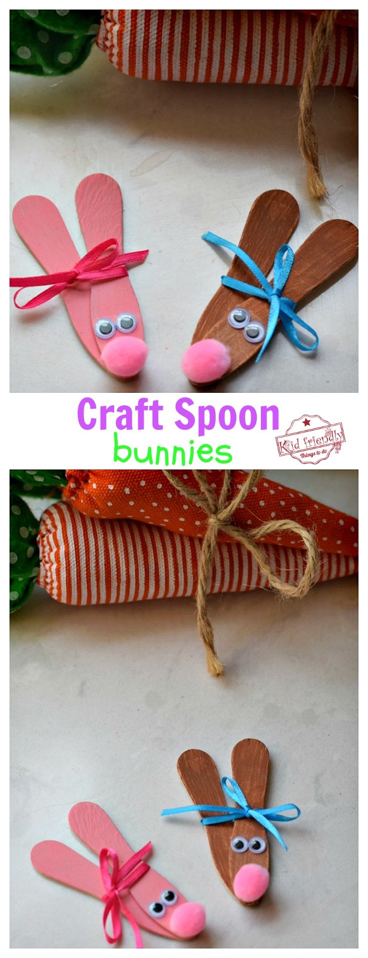 This bunny craft is an Easy Easter Craft To Make with the kids . It's perfect for Easter, spring or summer crafts! Great for preschoolers, and kids of all ages. www.kidfriendlythingstodo.com