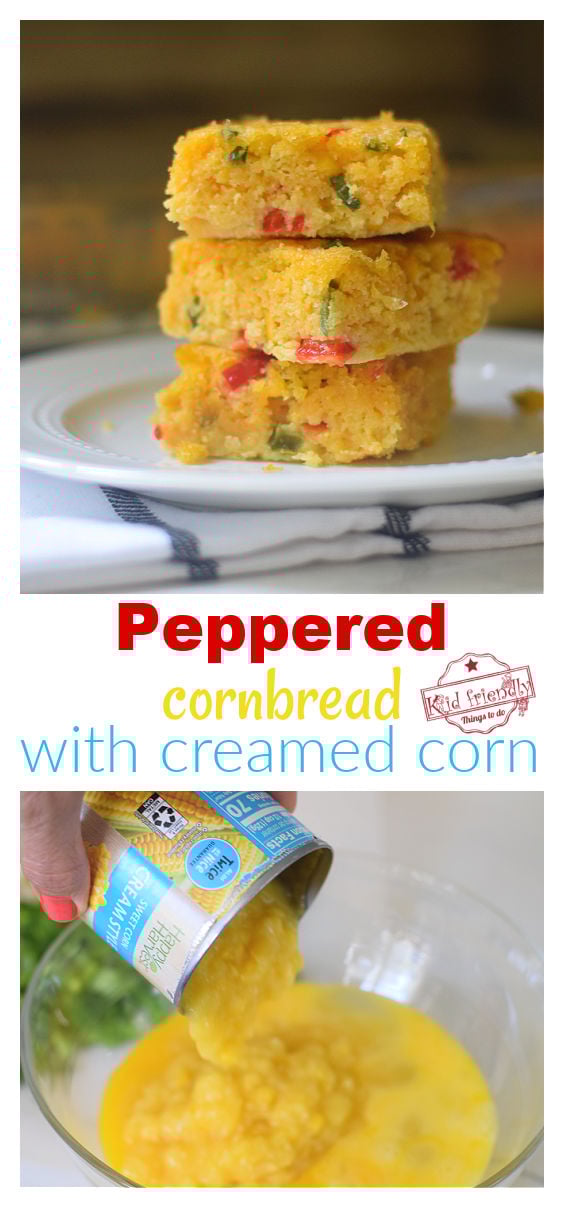 moist cornbread with peppers and creamed corn