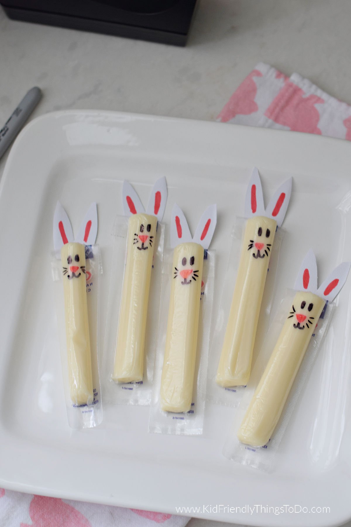 Easter bunny string cheese sticks 
